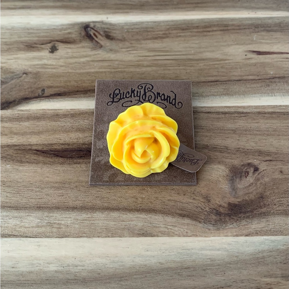 Lucky brand yellow rose flower statement ring vintage jewelry size 6-8